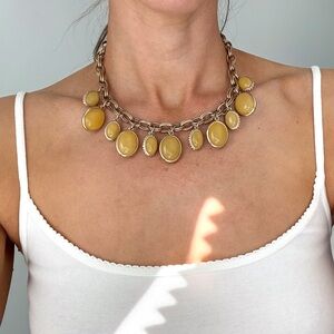 Vintage Ann Taylor Chunky Gold Runway Lemon Drop Statement Necklace